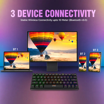Intex Caliber Plus IT-WLKBM02 keyboard with three device connectivity for laptop desktop and mobile devices -tpstech.in