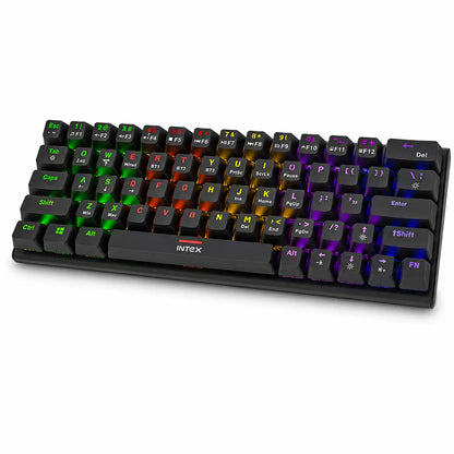 Intex Caliber Plus IT-WLKBM02 wireless mechanical keyboard with RGB backlit keys front angle view -tpstech.in