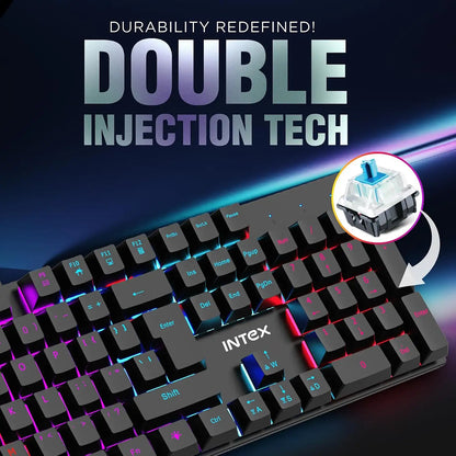 Intex Caliber Wired Mechanical Gaming Keyboard with RGB Lighting Double Injection Technology and Blue Clicky Switch -tpstech.in