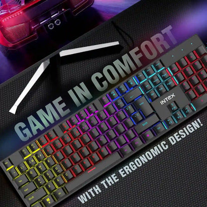 Intex Caliber Wired Mechanical Gaming Keyboard with RGB Lighting Ergonomic Design for Comfortable Gaming -tpstech.in