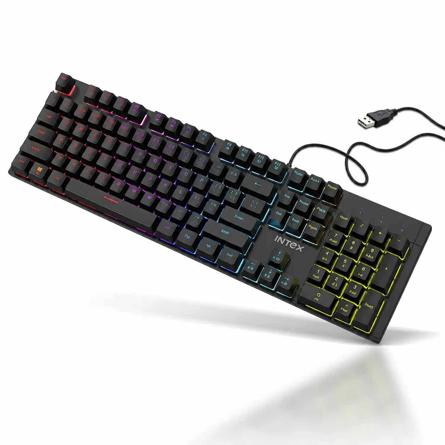 Intex Caliber Wired Mechanical Gaming Keyboard with RGB Lighting Full Layout with Attached USB Cable -tpstech.in