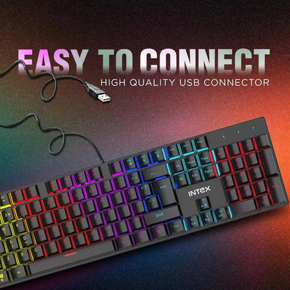 Intex Caliber Wired Mechanical Gaming Keyboard with RGB Lighting Showing High Quality USB Connector -tpstech.in