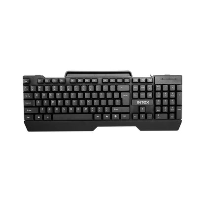 Intex Corona Pro IT-KB333 wired USB keyboard in black with full-size 104-key layout front view-tpstech.in