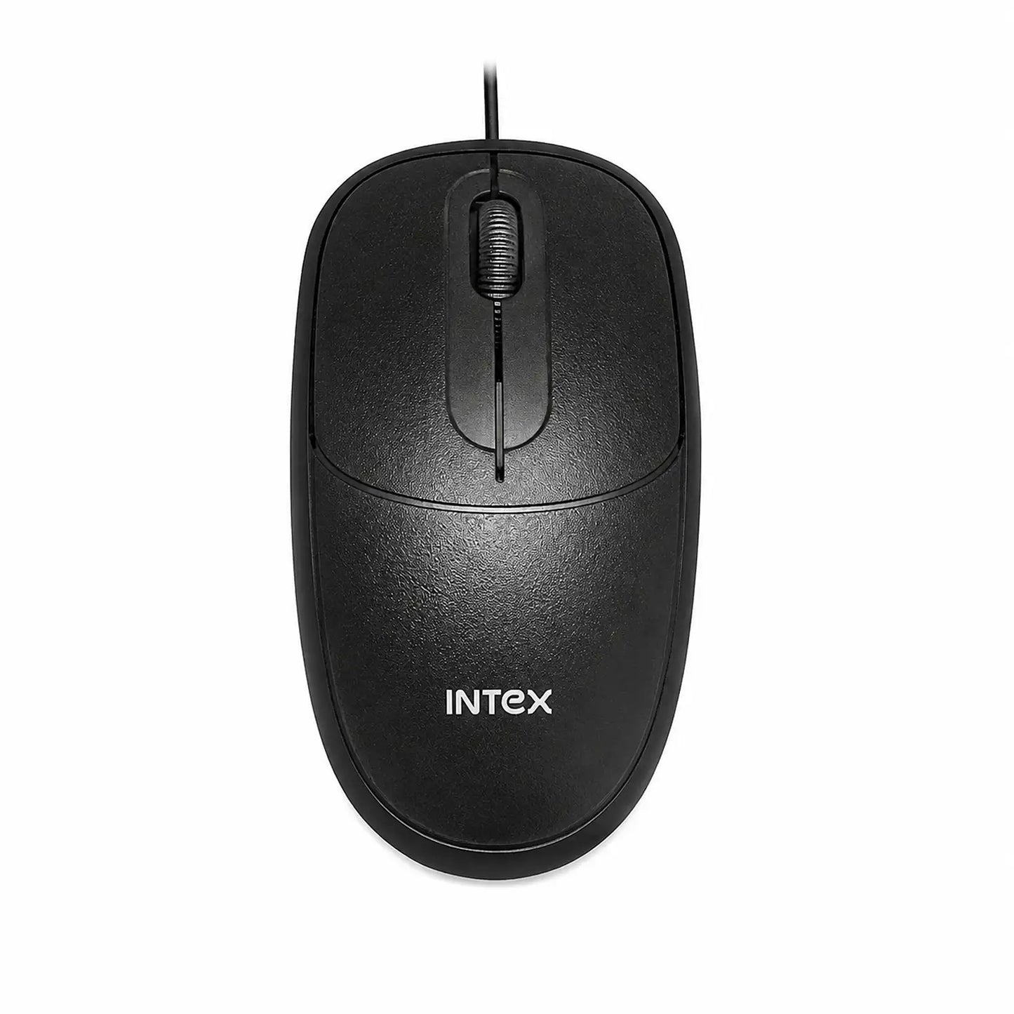 Intex ECO-6 IT-M009 black USB optical mouse top view with scroll wheel-tpstech.in