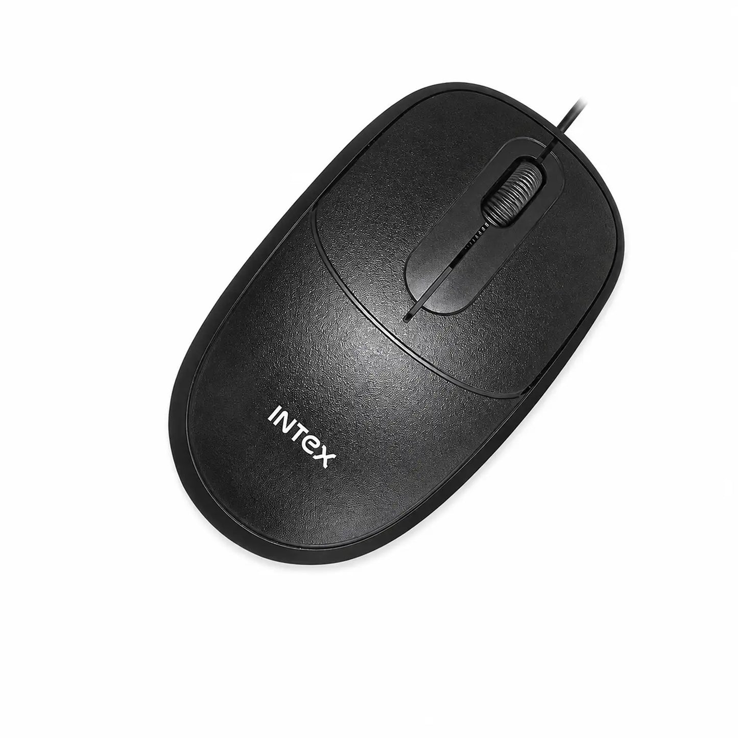 Intex ECO-6 IT-M009 black wired USB mouse top angle view-tpstech.in