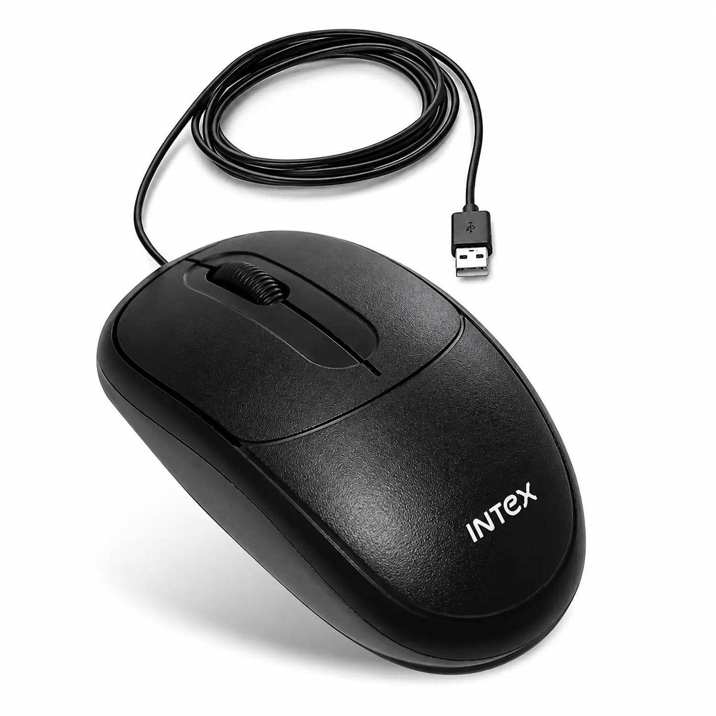 Intex ECO-6 IT-M009 black wired USB optical mouse with USB connector-tpstech.in