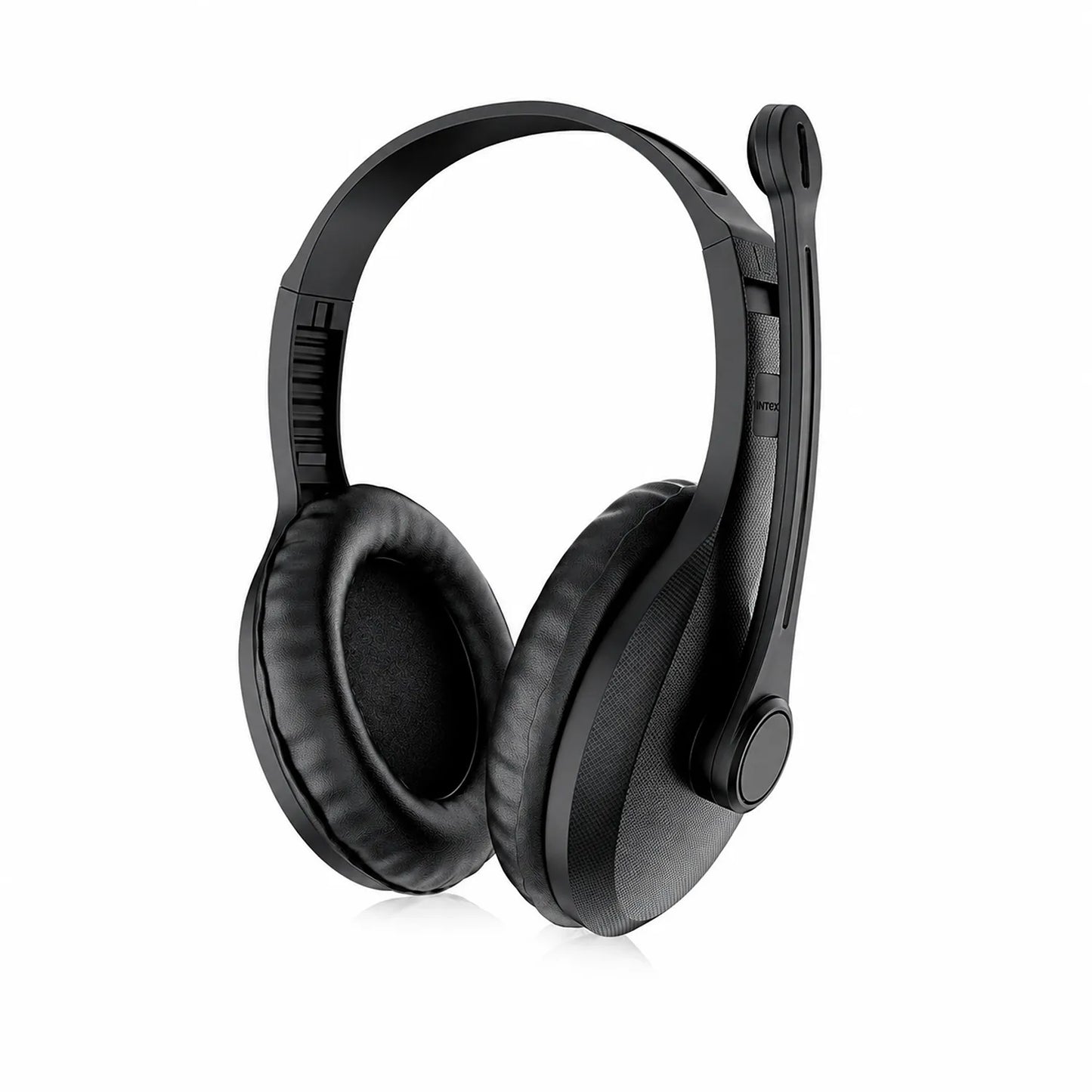 Intex Hero over-ear multimedia headphones with cushioned earcups side angle view -tpstech.in
