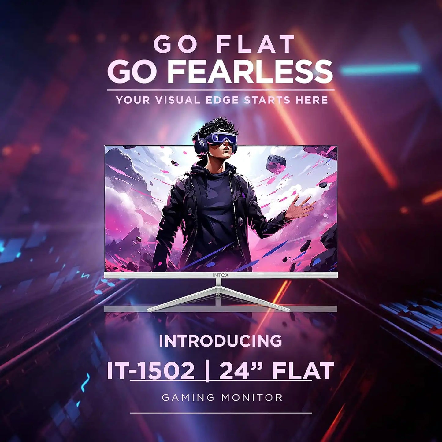 Intex IT-1502 24 inch flat gaming monitor with immersive display and sturdy metal stand-tpstech.in