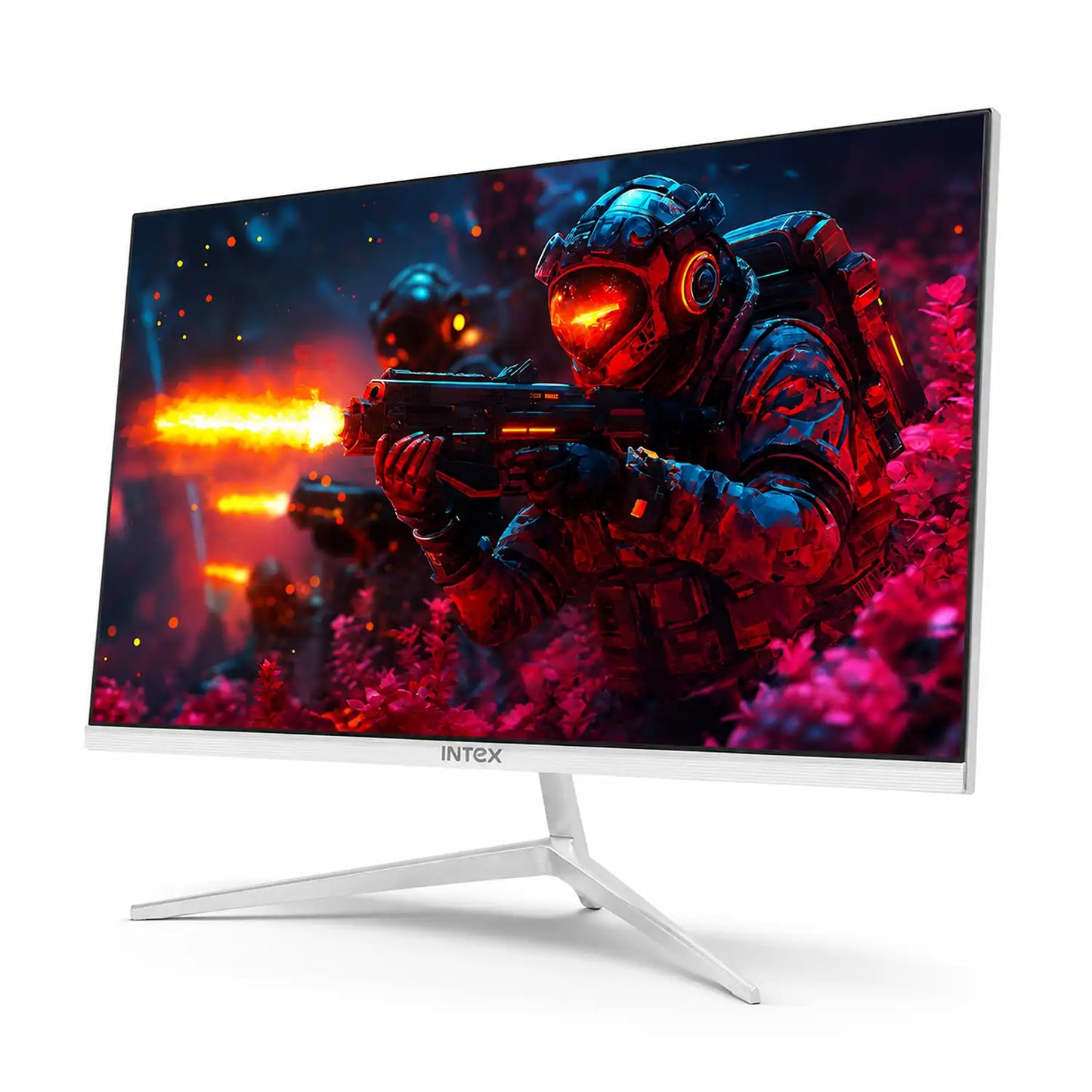 Intex IT-1502 24 inch flat gaming monitor shown from right angle with sleek slim display design-tpstech.in