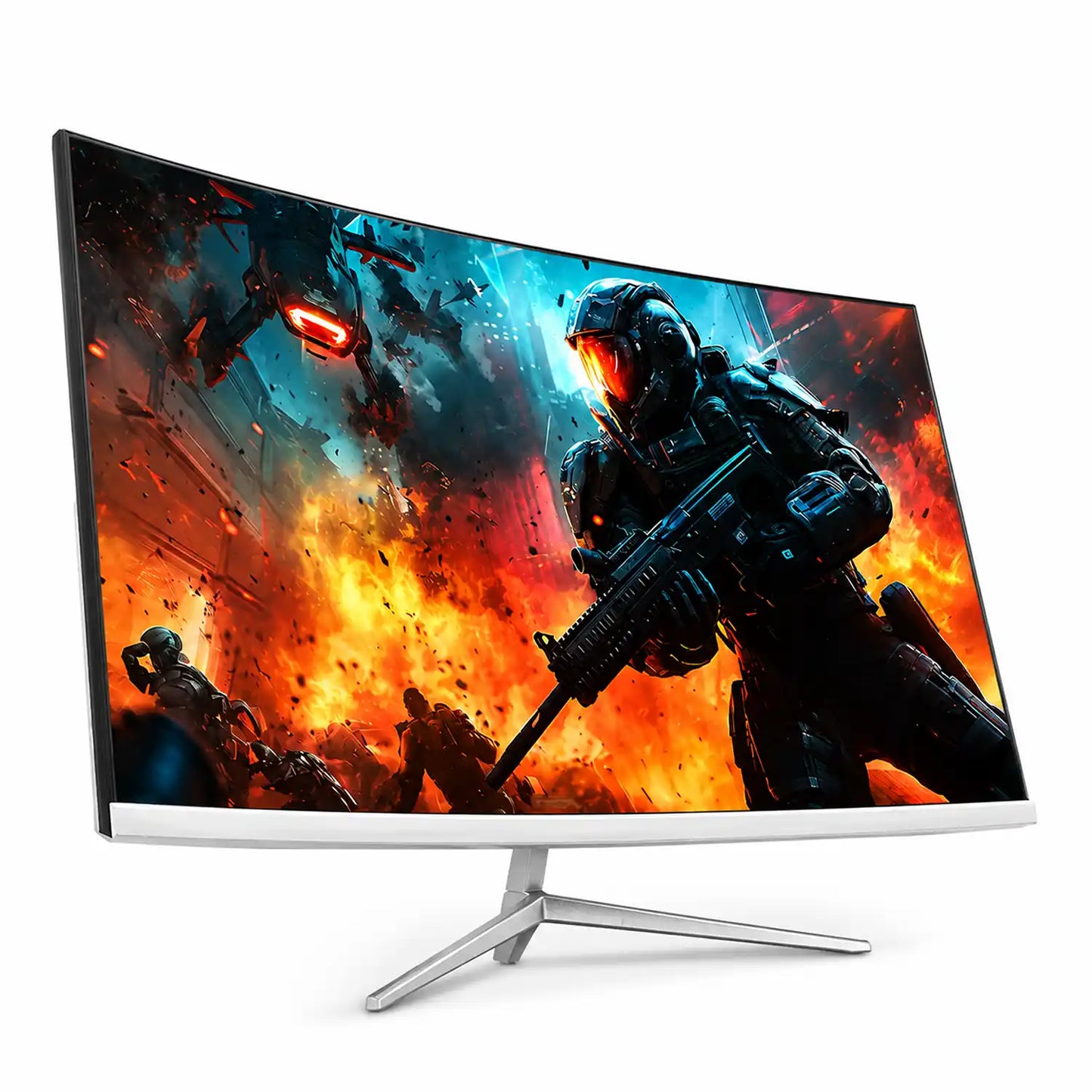 Intex IT-1901 22 inch curved gaming monitor angled view with immersive curved screen-tpstech.in