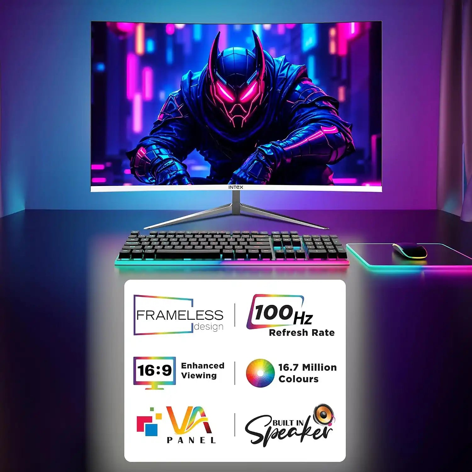 Intex IT-1901 22 inch curved Full HD monitor with razor sharp picture clarity and immersive visuals-tpstech.in
