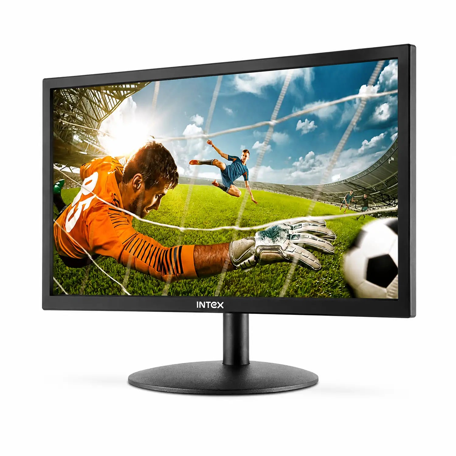 Intex IT-1902 19 inch HD IPS LED monitor angled front view with sports display-tpstech.in