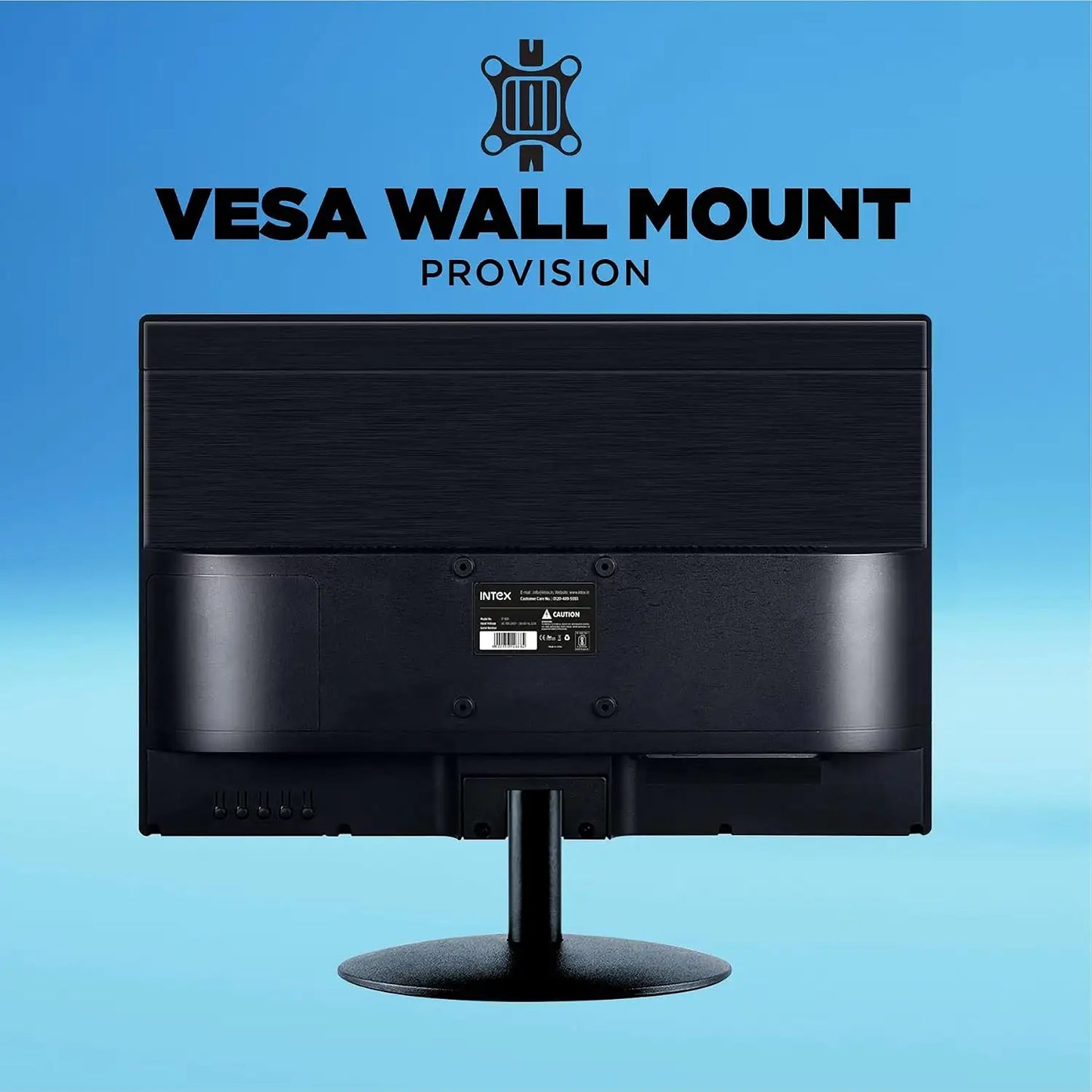 Intex IT-1902 19 inch HD IPS LED monitor rear view showing VESA wall mount compatibility-tpstech.in