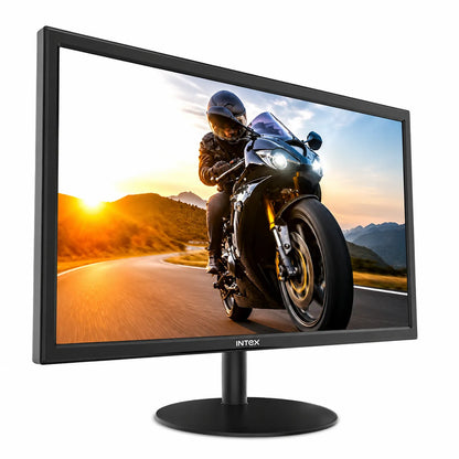 Intex IT-2202 20 inch HD IPS LED backlit monitor front view with motorcycle display-tpstech.in