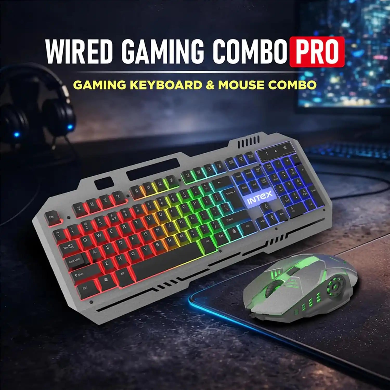 Intex IT-KB331 Wired Gaming Combo Pro with RGB backlit gaming keyboard and wired gaming mouse-tpstech.in