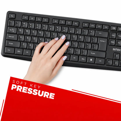 Intex IT-KB332 Genie wired keyboard showing soft key press for comfortable typing -tpstech.in