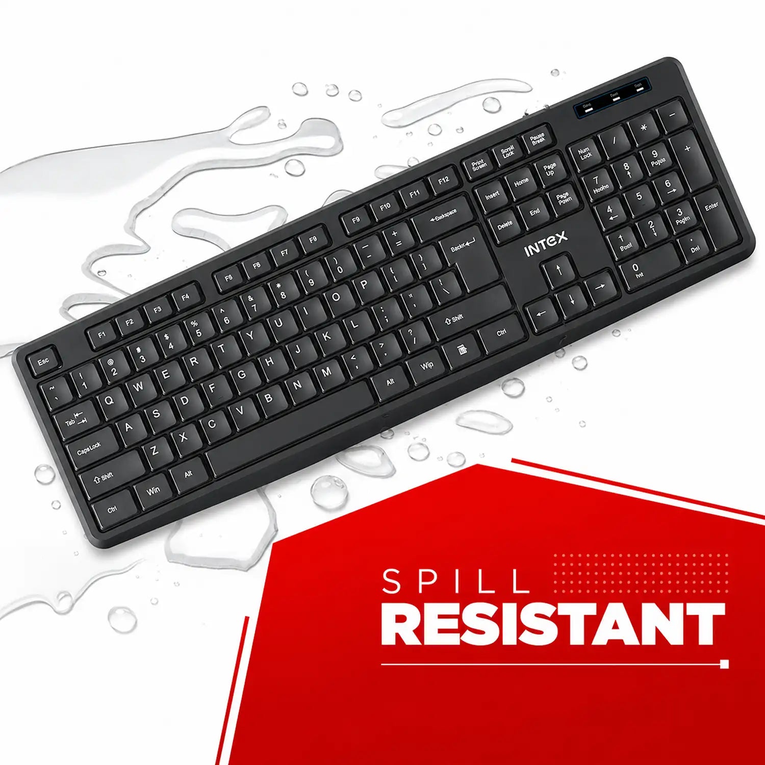 Intex IT-KB332 Genie black wired keyboard with spill-resistant design -tpstech.in
