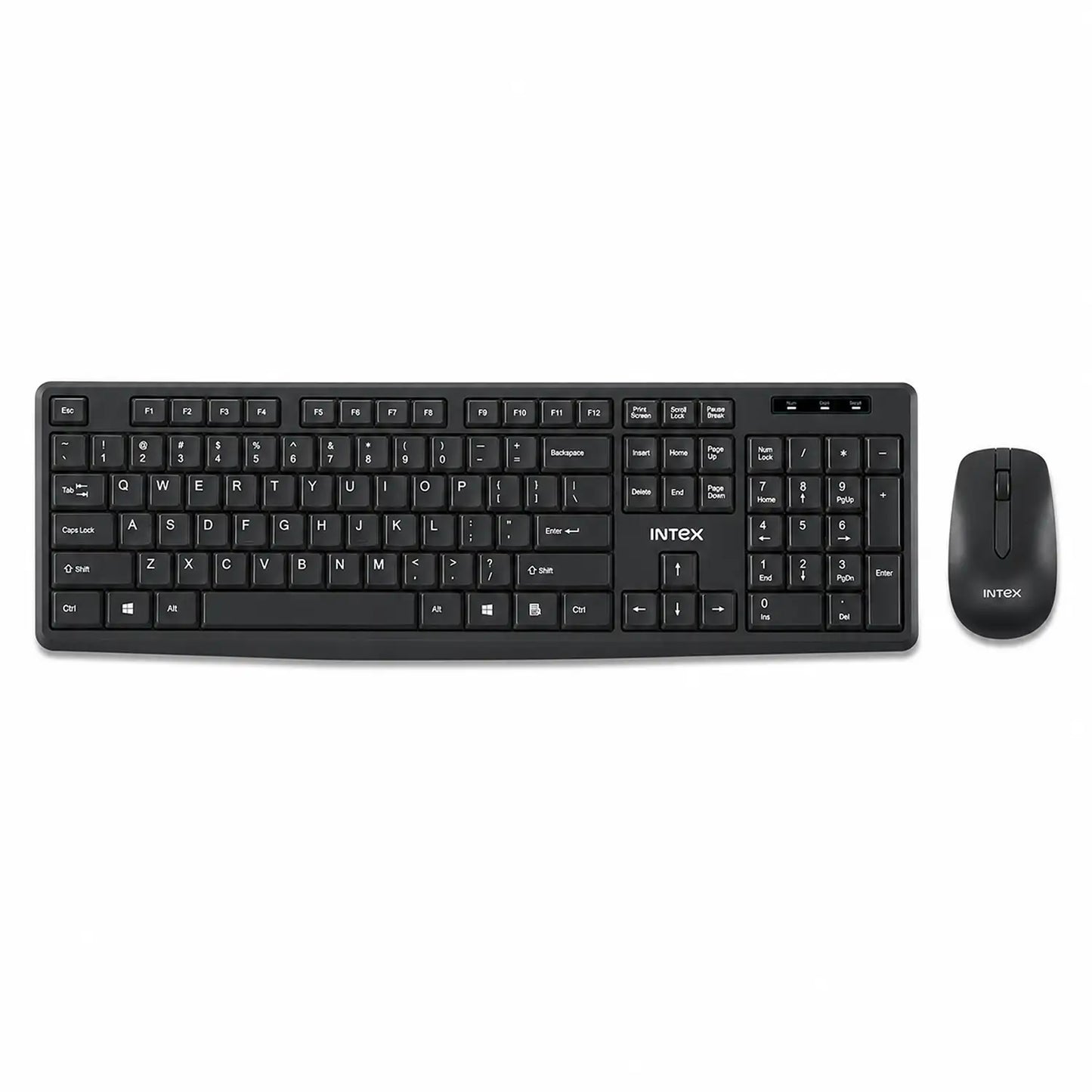 Intex IT-KB332 Genie USB wired keyboard and mouse combo in black front view -tpstech.in