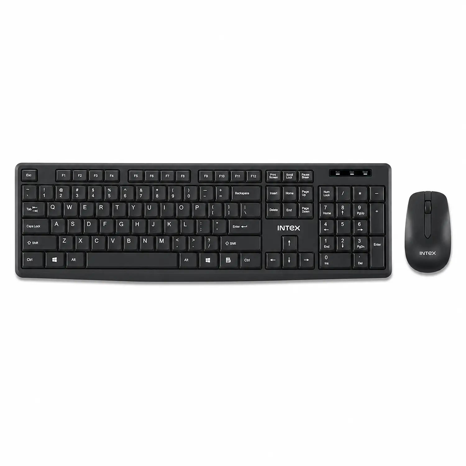 Intex IT-KB332 Genie USB wired keyboard and mouse combo in black front view -tpstech.in