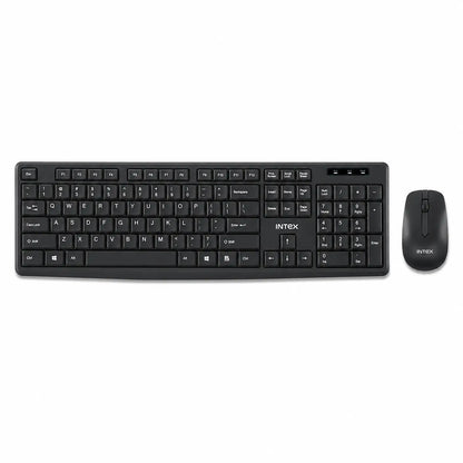 Intex IT-KB332 Genie USB wired keyboard and mouse combo in black front view -tpstech.in