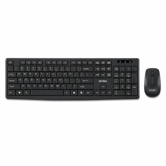 Intex IT-KB332 Genie USB wired keyboard and mouse combo in black front view -tpstech.in