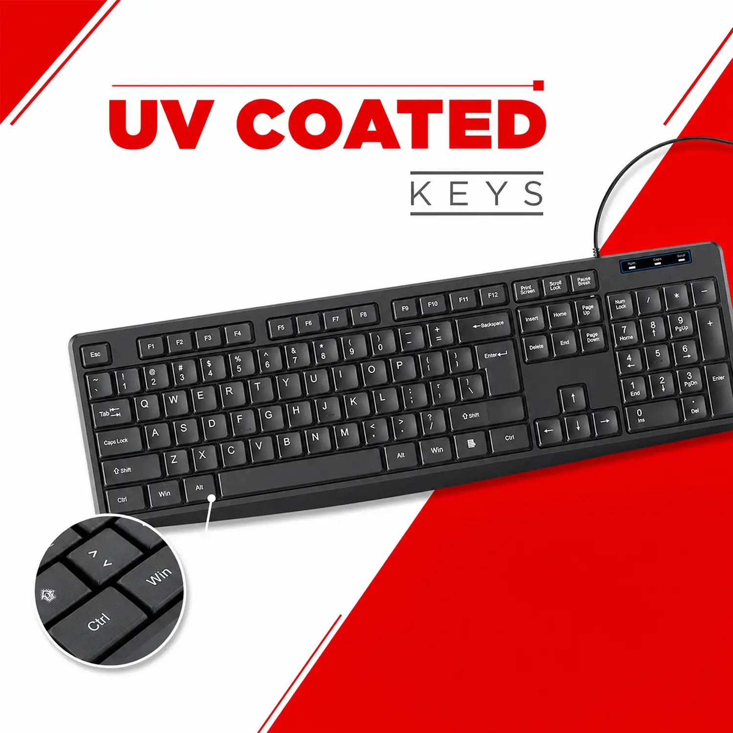Intex IT-KB332 Genie wired keyboard with UV-coated keys in black -tpstech.in