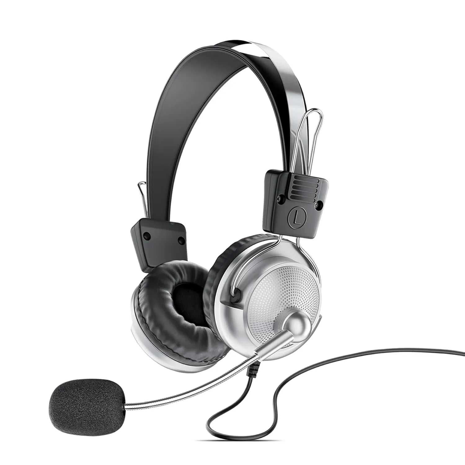 Intex Magna wired USB over-ear headphone with boom microphone and adjustable headband front view -tpstech.in