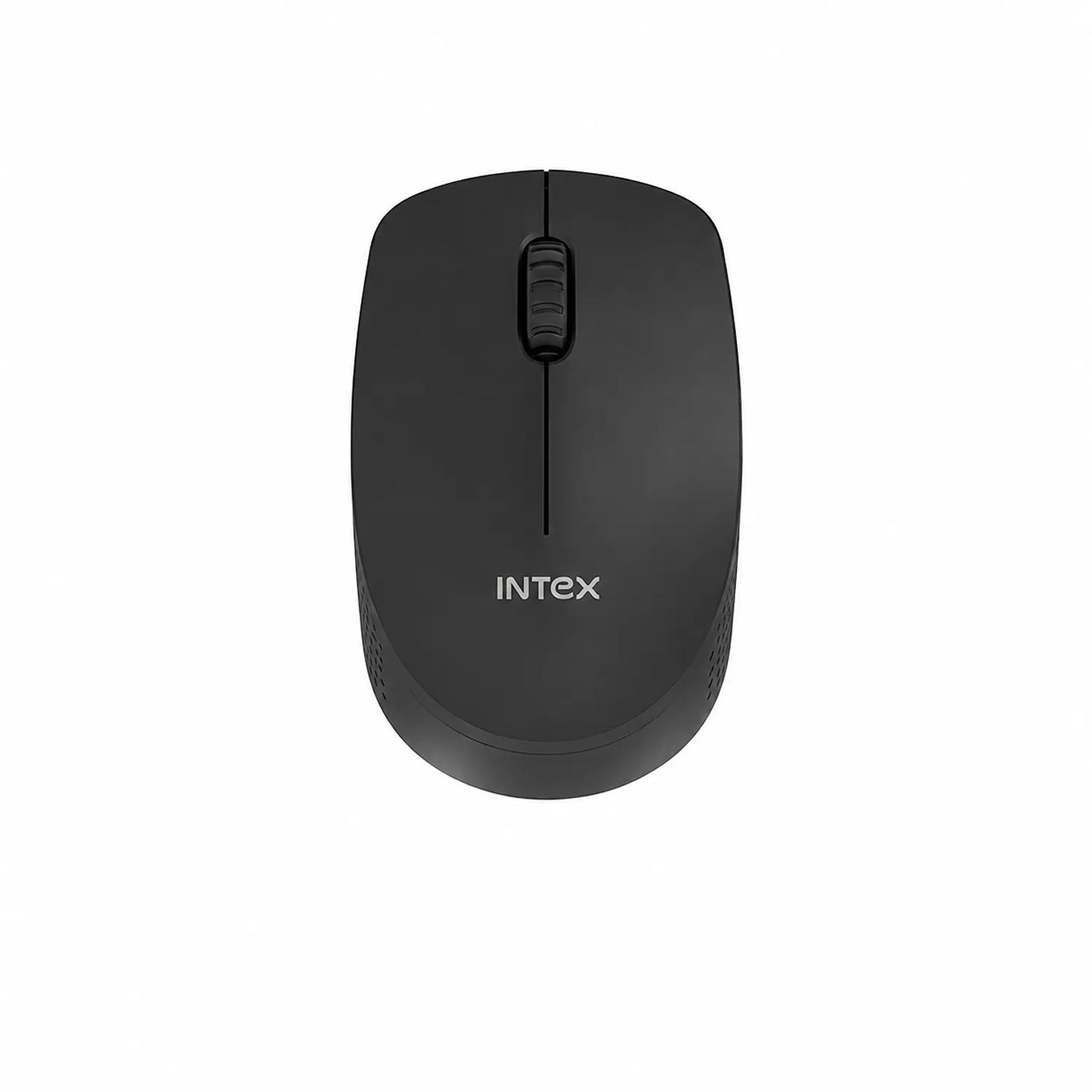 Intex Power+ wireless optical mouse black top view with scroll wheel-tpstech.in