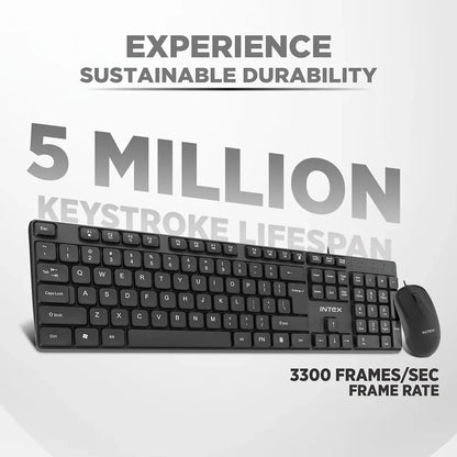 Intex SMILE IT-KBM888 durable keyboard with 5 million keystroke lifespan and 3300 frames per second mouse-tpstech.in