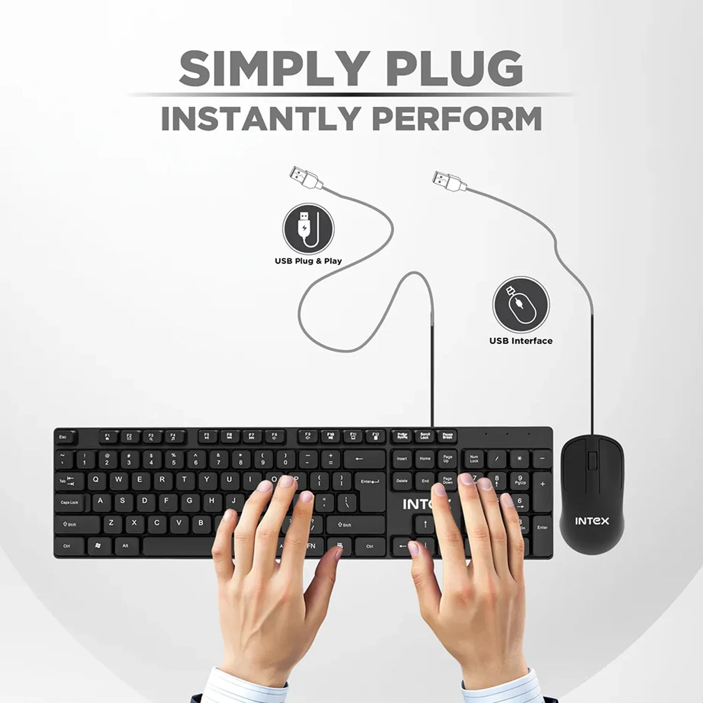Intex SMILE IT-KBM888 wired keyboard and mouse combo with USB plug and play and USB interface-tpstech.in