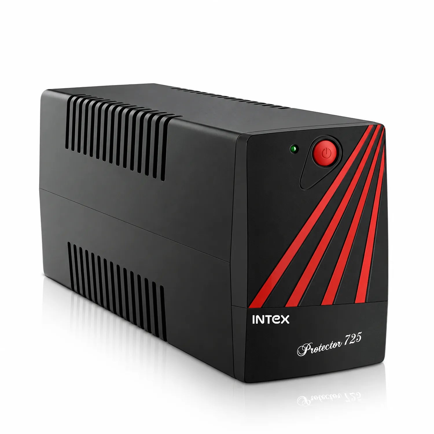 Intex UPS Protector 725 360W power backup UPS front right angle view black-tpstech.in