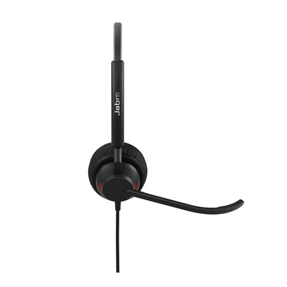 Jabra Engage 40 UC Duo USB-C binaural on-ear wired headset side view showing microphone boom arm and busylight -tpstech.in