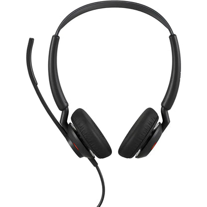 Front display view of Jabra Engage 50 II UC Stereo Headset showing plush ear cushions and integrated busylight -tpstech.in