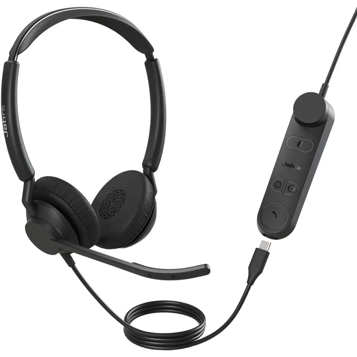 Jabra Engage 50 II UC Stereo Headset connected to Engage 50 II Link inline call control unit -tpstech.in