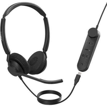 Jabra Engage 50 II UC Stereo Headset connected to Engage 50 II Link inline call control unit -tpstech.in