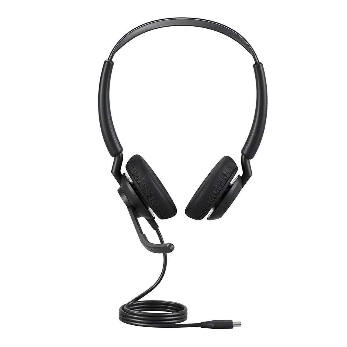 Jabra Engage 50 II UC Stereo wired headset front view with coiled USB-C connection cable -tpstech.in