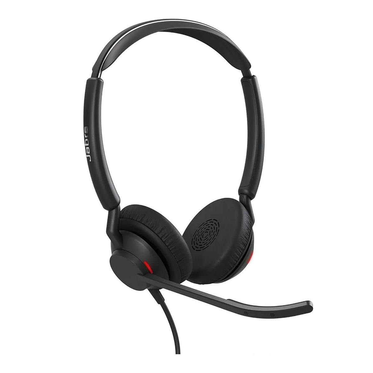 Jabra Engage 50 II UC Stereo USB-C on-ear wired headset angled view highlighting padded ear cushions and boom mic -tpstech.in