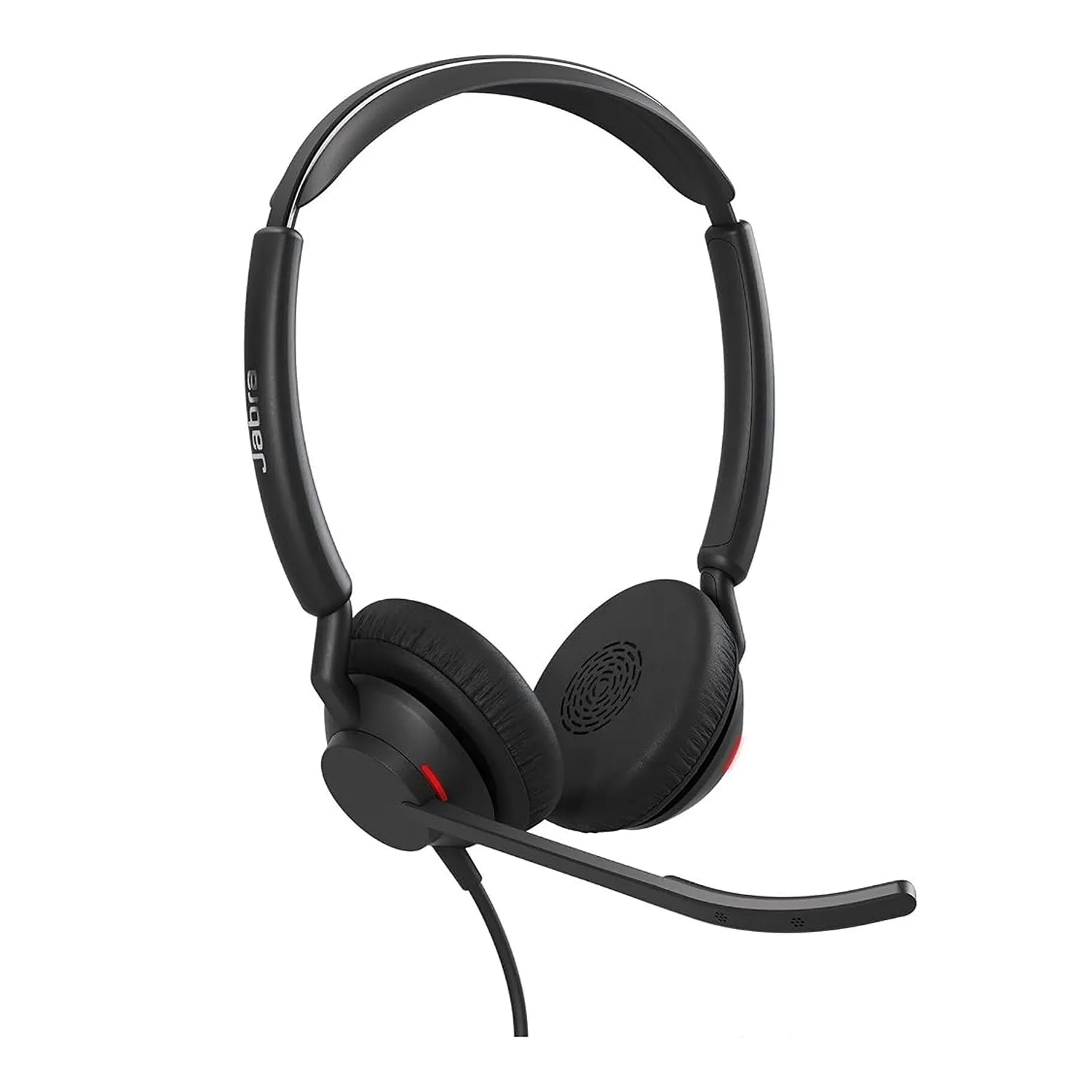 Jabra Engage 50 II UC Stereo USB-C on-ear wired headset angled view highlighting padded ear cushions and boom mic -tpstech.in