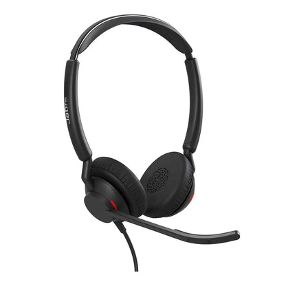 Jabra Engage 50 II UC Stereo USB-C on-ear wired headset angled view highlighting padded ear cushions and boom mic -tpstech.in