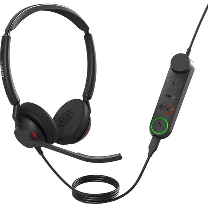 Jabra Engage 50 II UC Stereo USB Headset with Engage 50 II Link controller displaying illuminated LED call status -tpstech.in