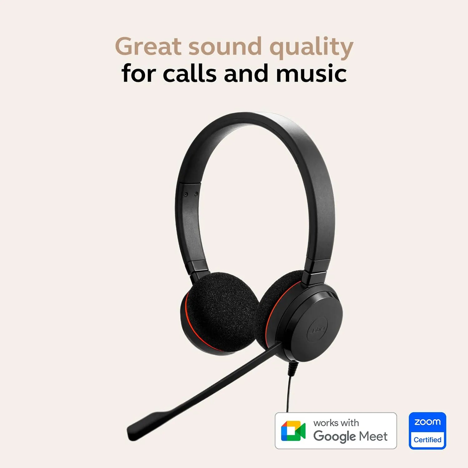 Jabra Evolve 20 MS stereo wired headset with Google Meet and Zoom certified sound quality -tpstech.in