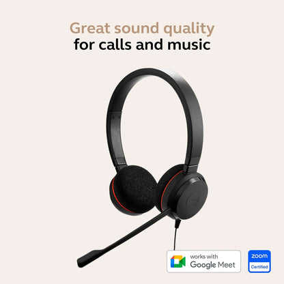 Jabra Evolve 20 MS stereo wired headset with Google Meet and Zoom certified sound quality -tpstech.in