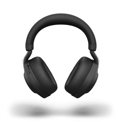 Jabra Evolve2 85 MS Stereo USB-A Headset front view displaying padded leatherette headband and memory foam ear cushions -tpstech.in