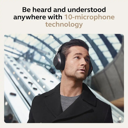 Professional wearing Jabra Evolve2 85 MS Stereo Headset with 10-microphone noise cancellation in transit -tpstech.in