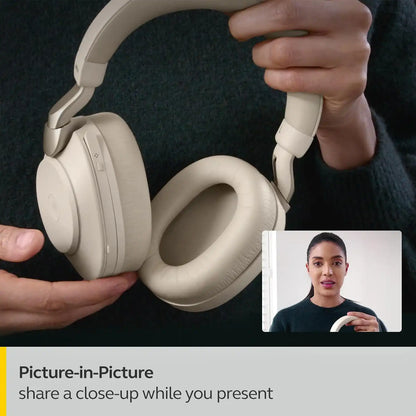 Demonstrating Picture-in-Picture mode on Jabra PanaCast 20 4K webcam sharing a product close-up while presenting -tpstech.in