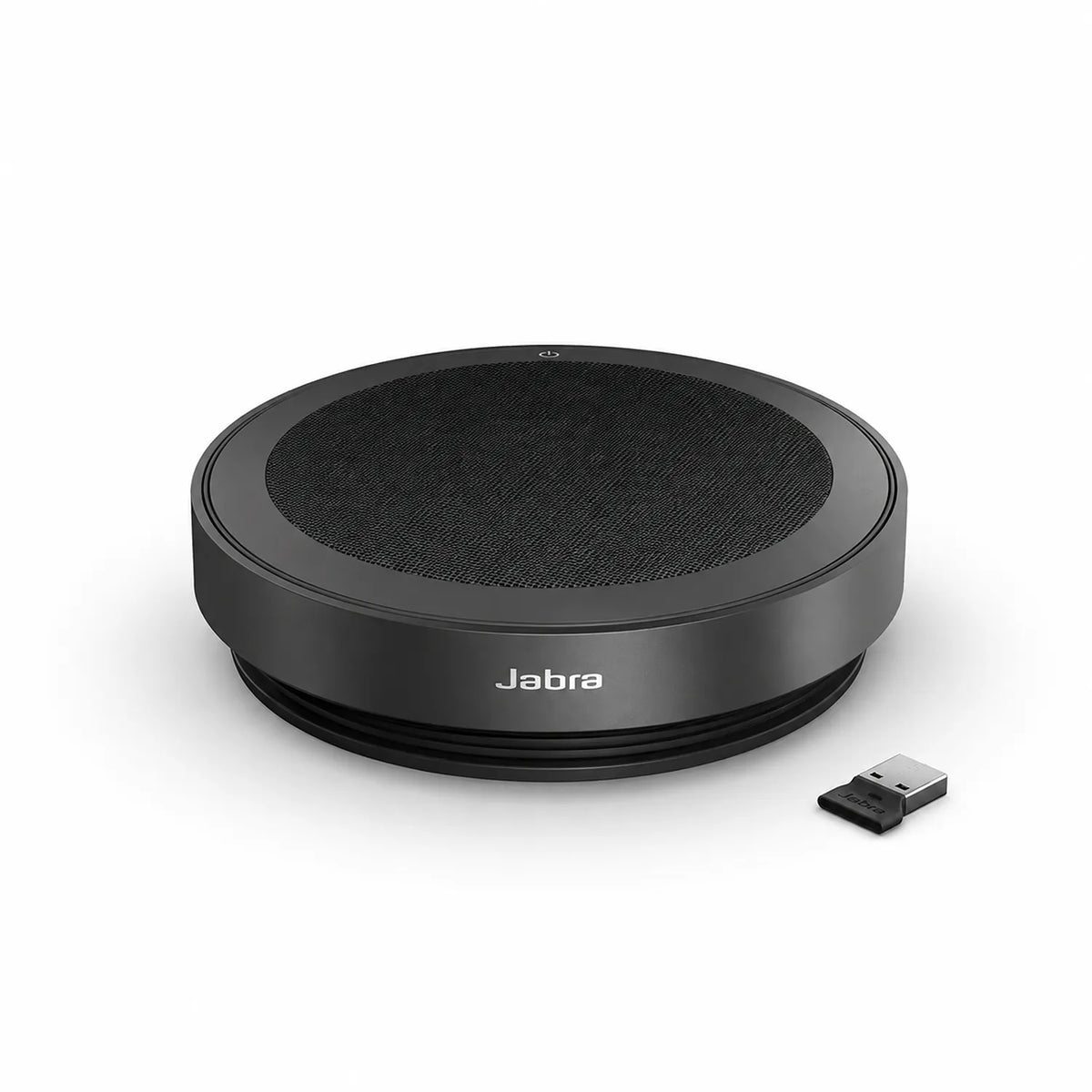 Jabra Speak2 75 UC wireless speakerphone angled side profile with wireless USB adapter -tpstech.in