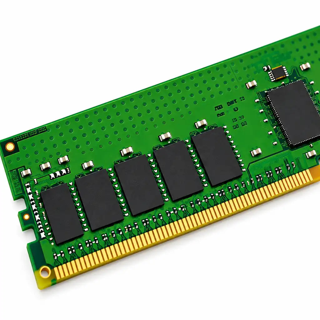 Kingston 32GB DDR4 3200MHz ECC Registered Server RAM close up view showing surface mounted components and gold contacts -tpstech.in