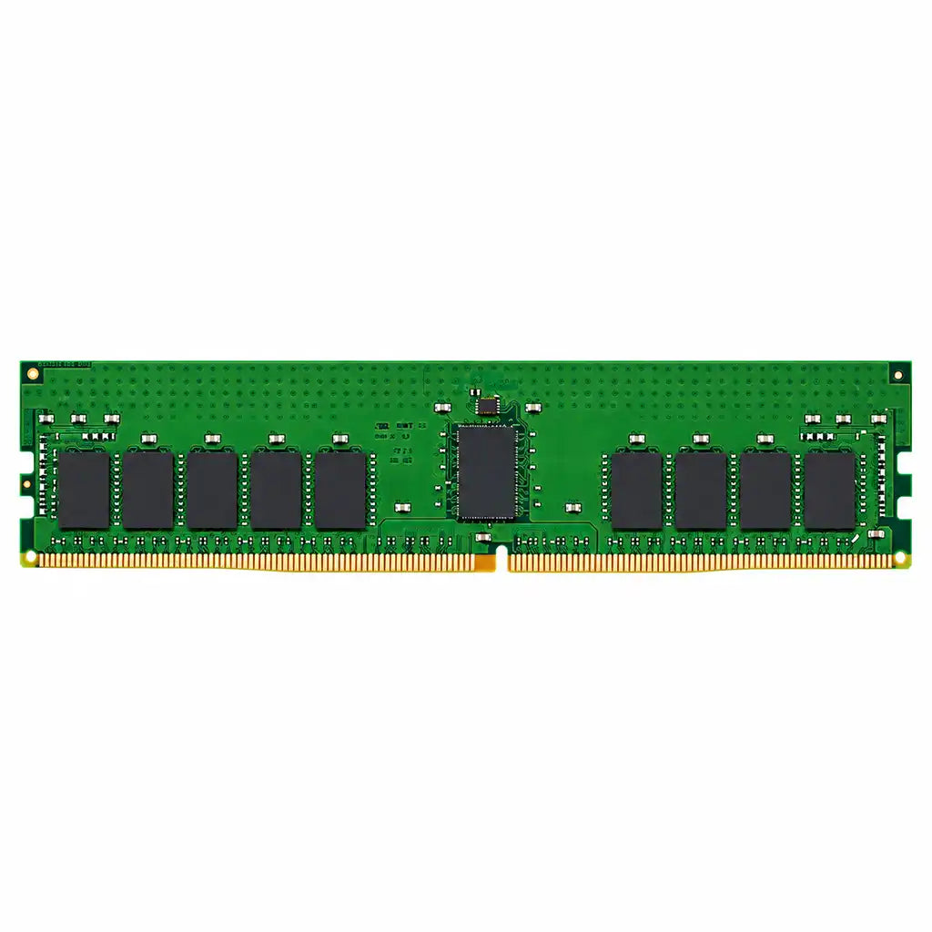 Kingston 32GB DDR4 3200MHz ECC Registered Server RAM straight front view showing green PCB memory chips and gold contact pins -tpstech.in