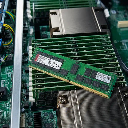 Kingston KSM56R46BS8-16HA DDR5 ECC Registered RDIMM memory module installed in a rack server motherboard for enterprise workloads (tpstech.in)