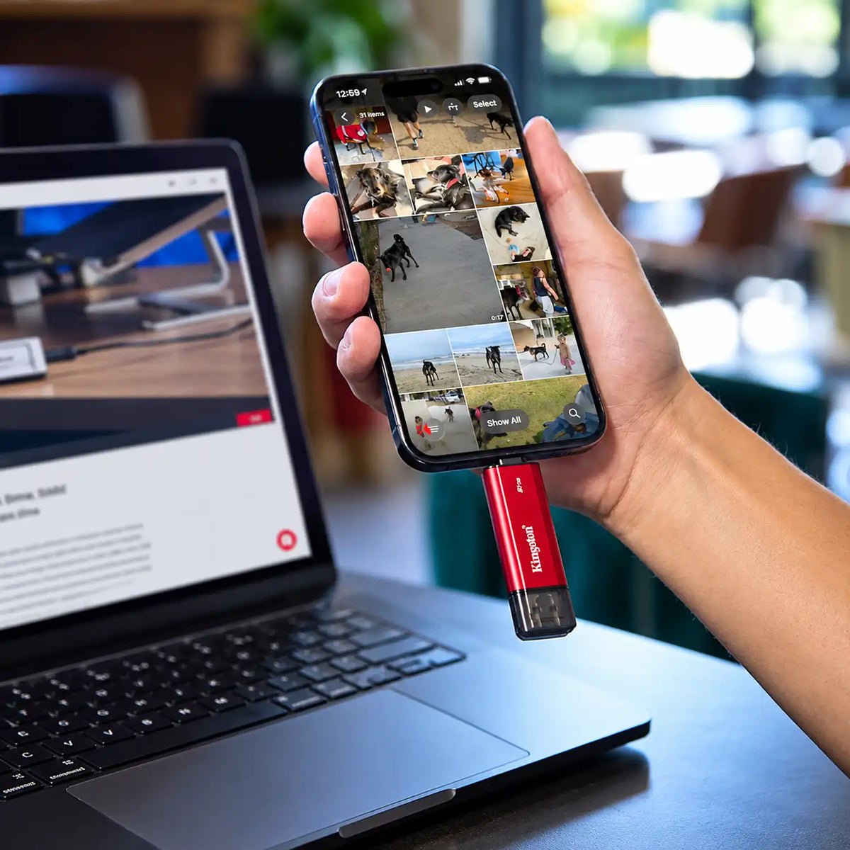Kingston SPSD 512GB Portable SSD Connected to Smartphone for Direct File Backup -tpstech.in